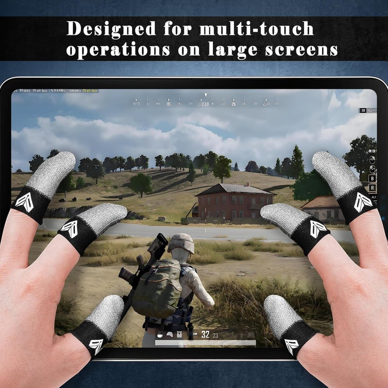 LAYASIMON 6PCS Gaming Finger Sleeves. 0.29MM Silver Fiber, Anti Sweat, Extremely Thin,Breathable Touchscreen dedales Gamer Finger Cover Thumb Sleeve Fit Phone Game Tablet Devices. - Image 4